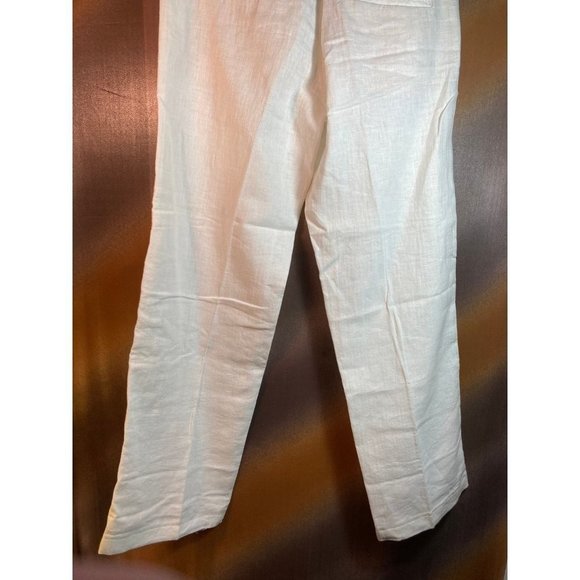 PILCRO & the Letterpress Straight Leg Linen Crop Pants Mid Rise White Size 8 - Picture 5 of 5